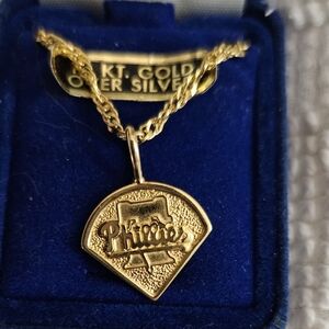 Gold 14kt Over Sterling Phillies Pendant Necklace